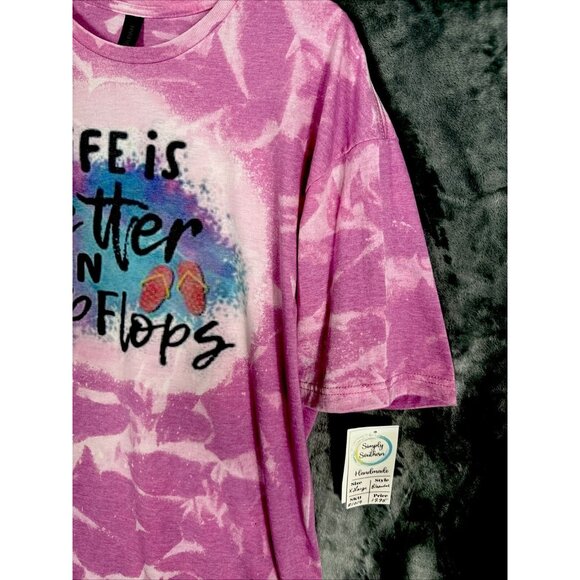Glidden Life is Better in Flip-Flops Woman’s Tie Dye T Shirt Pink Extra Large - Picture 4 of 12